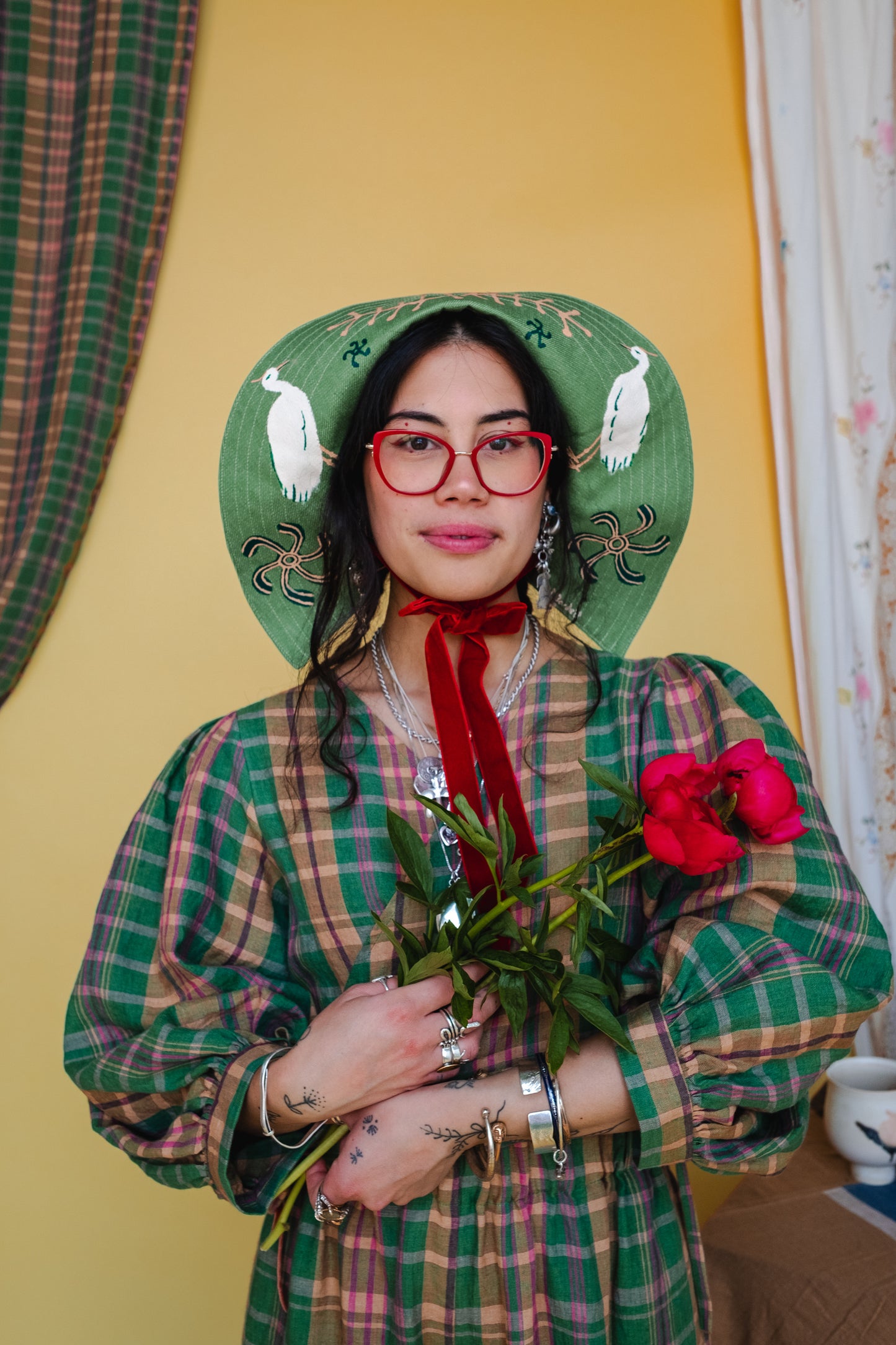 Tapuh x Amber Bardell x Cat O'Brien Sun Bonnet - Birdie Whirl
