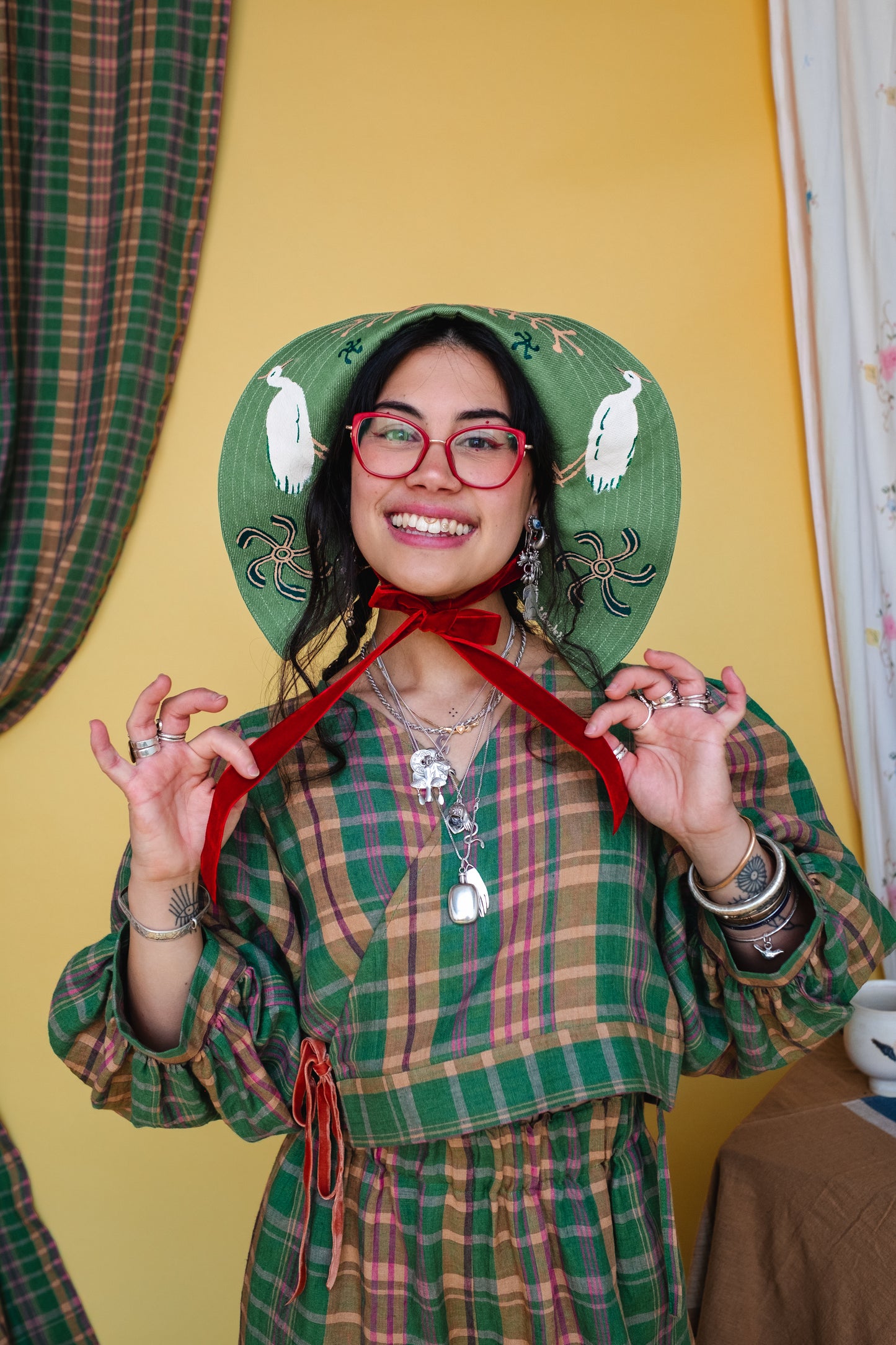 Tapuh x Amber Bardell x Cat O'Brien Sun Bonnet - Birdie Whirl