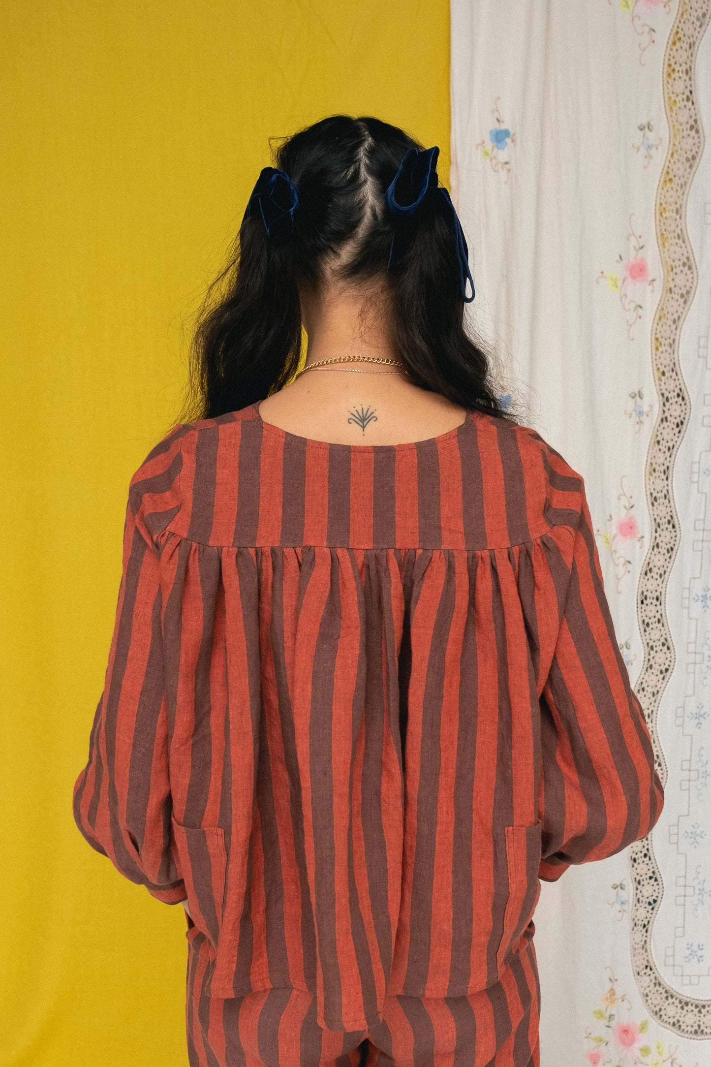 Paloma Smock Top Cacao Stripe
