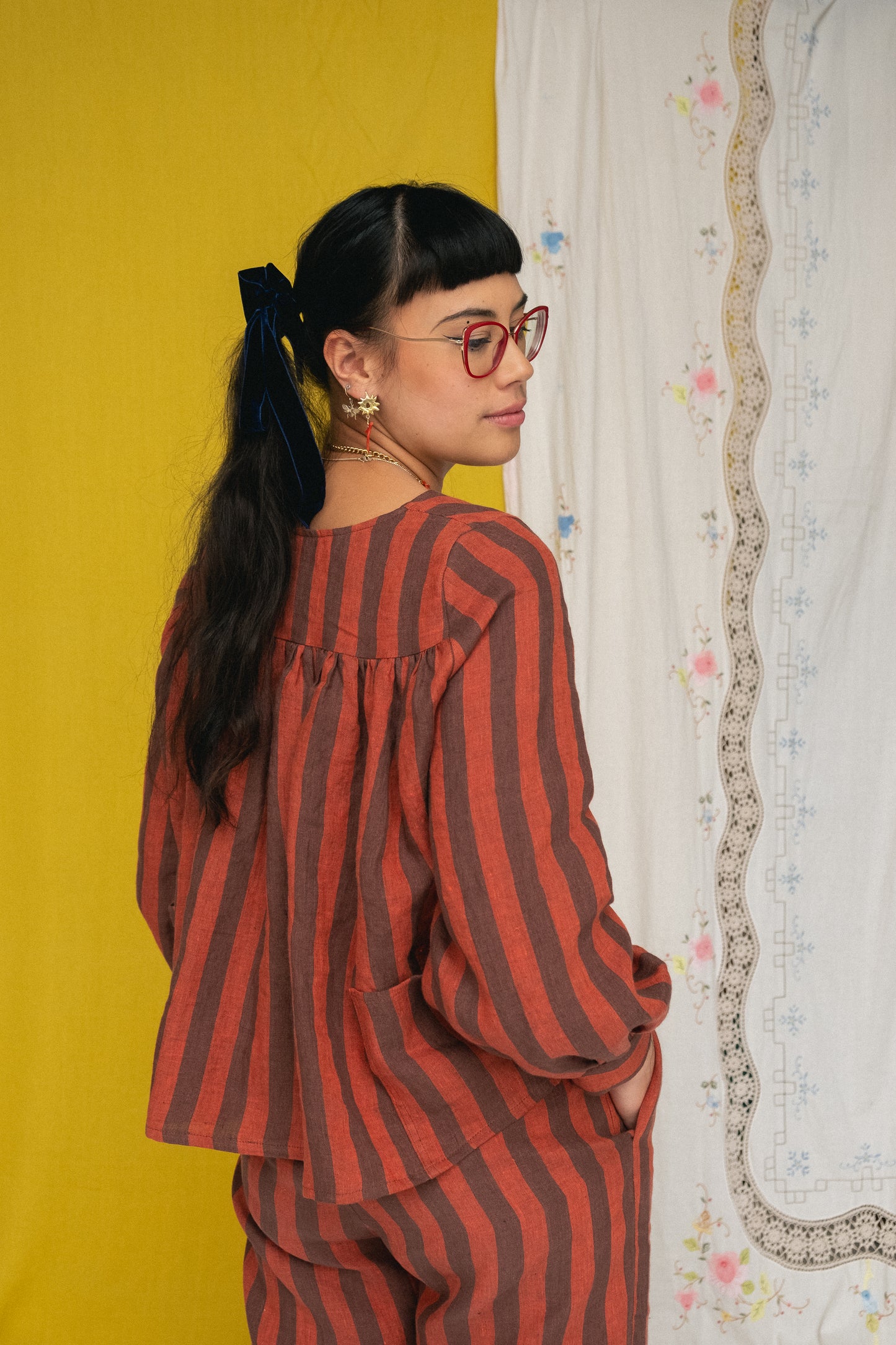 Paloma Smock Top Cacao Stripe