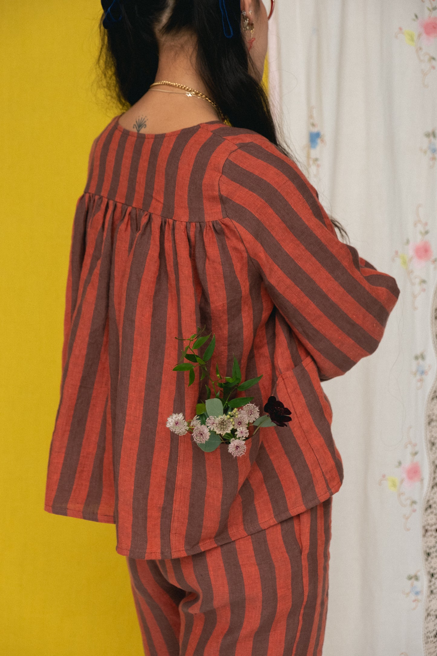 Paloma Smock Top Cacao Stripe
