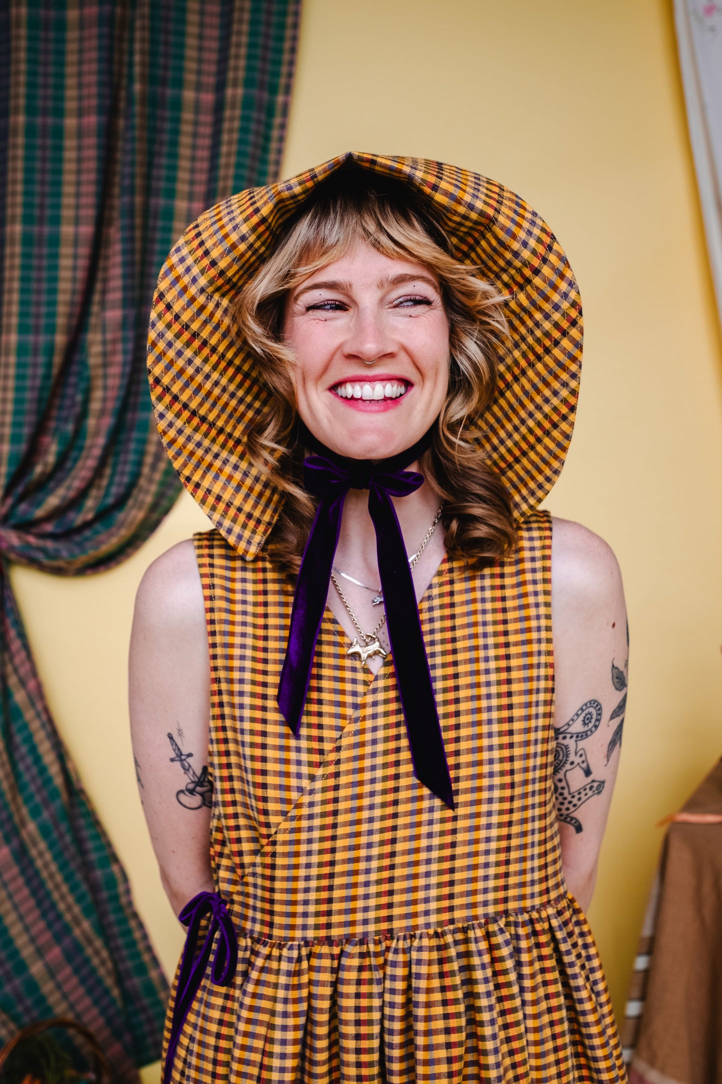 Tapuh x Cat O'Brien Sun Bonnet - Oslo Check