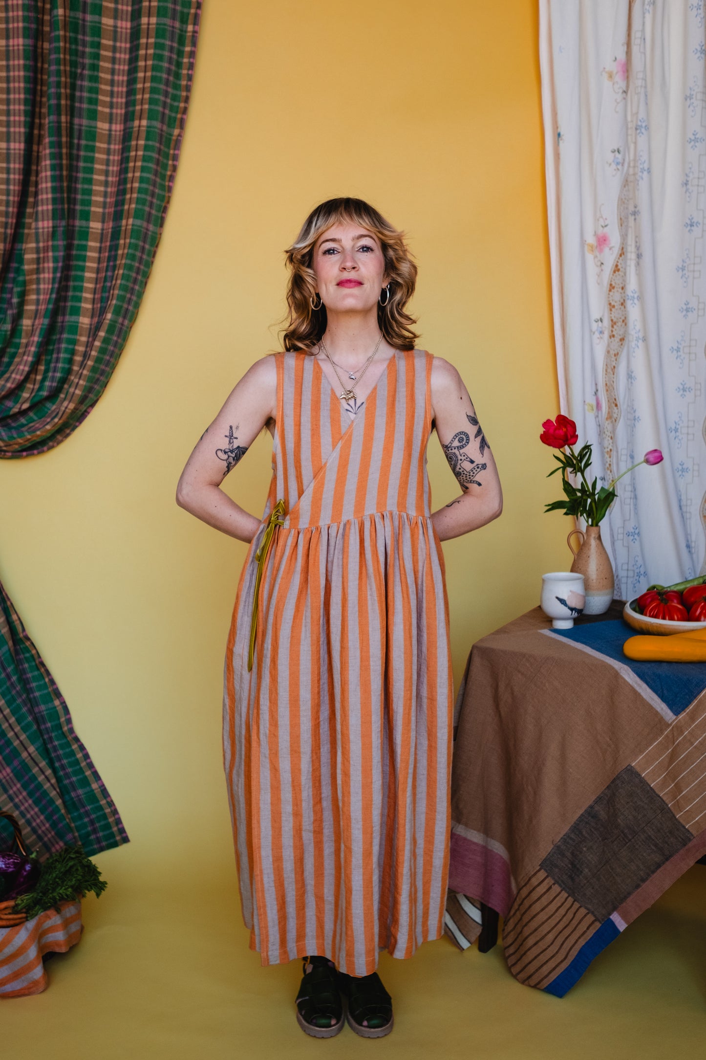 Sleeveless Cloud 9 Dress Satsuma Stripe