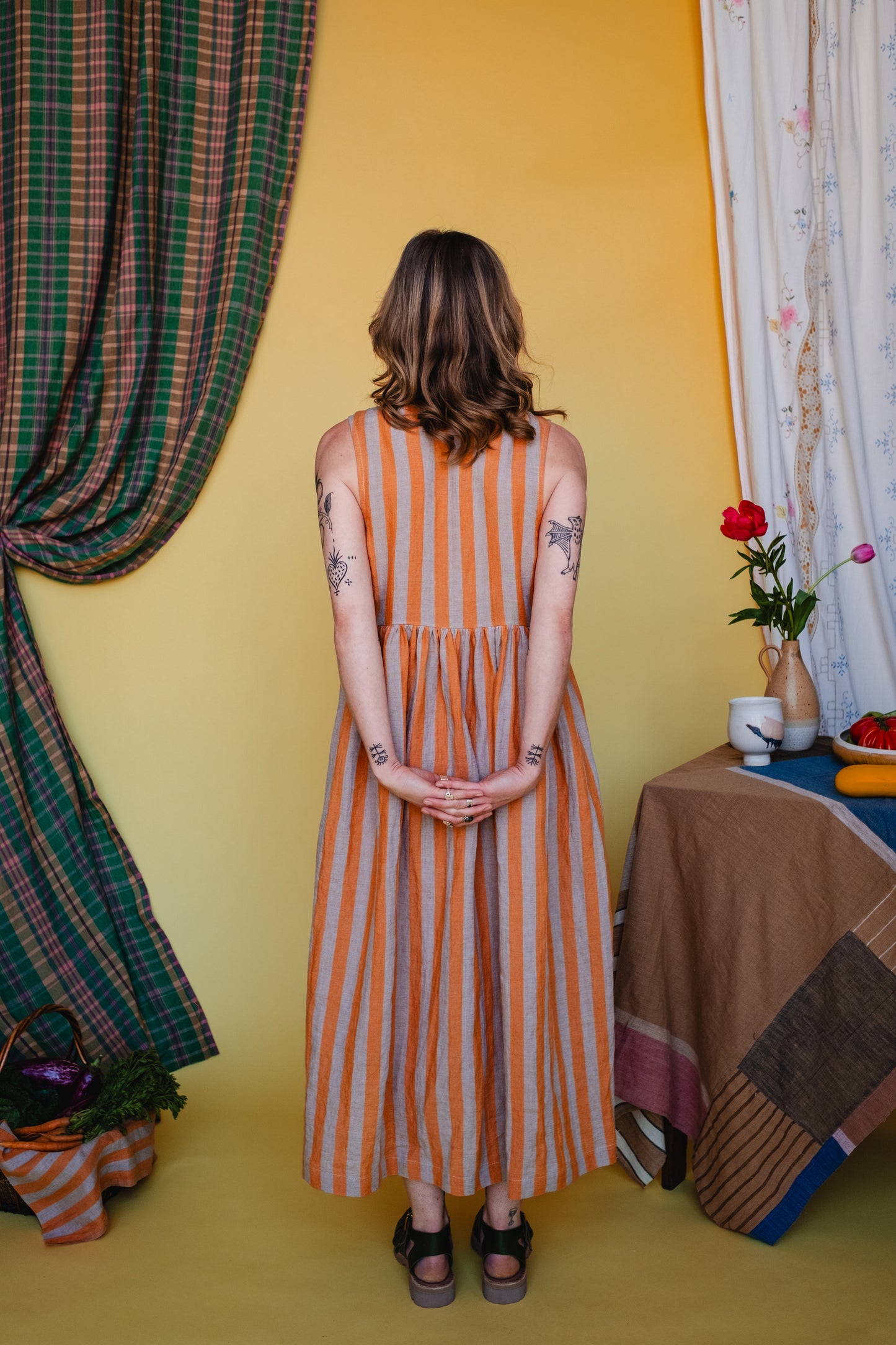 Sleeveless Cloud 9 Dress Satsuma Stripe