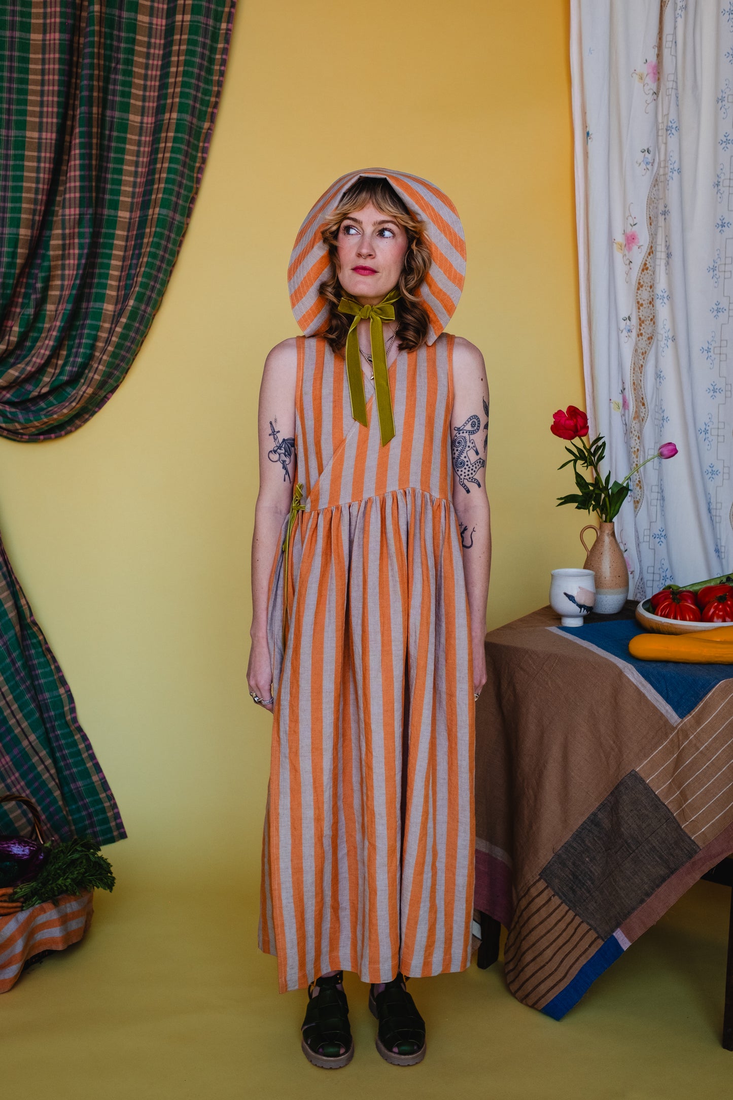 Sleeveless Cloud 9 Dress Satsuma Stripe