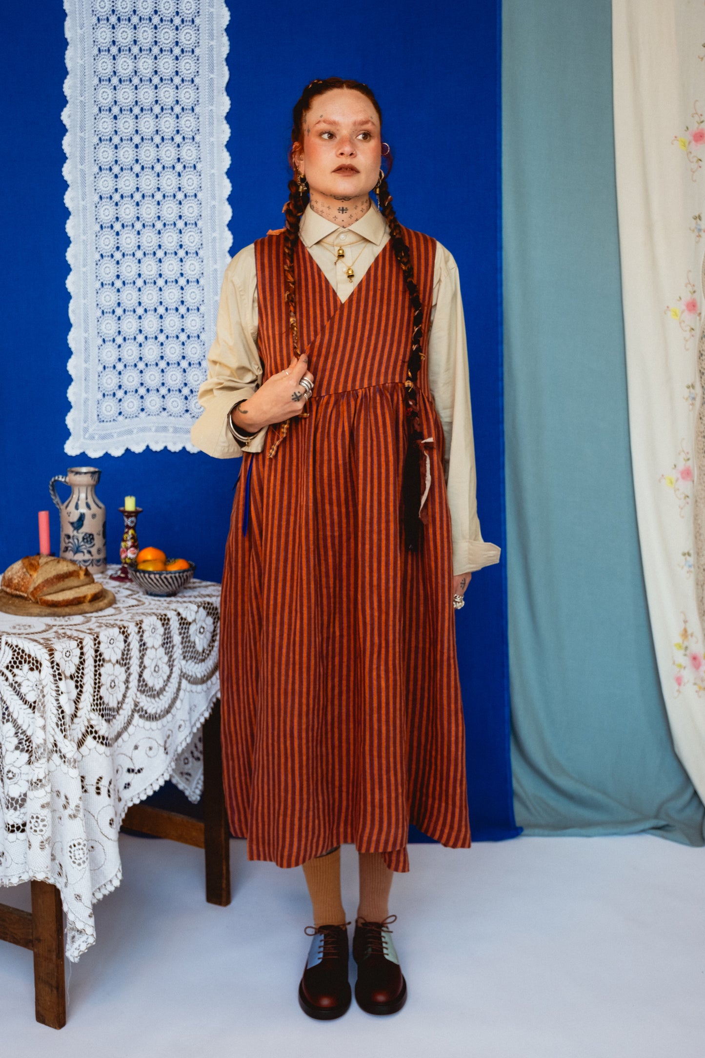 Sleeveless Cloud 9 Dress Toasted Cinnamon Stripe