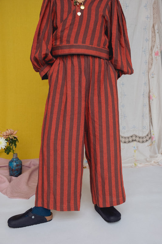 FOLKWEAR Rebecca Trousers Cacao Stripe