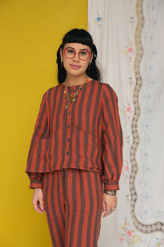 Paloma Smock Top Cacao Stripe