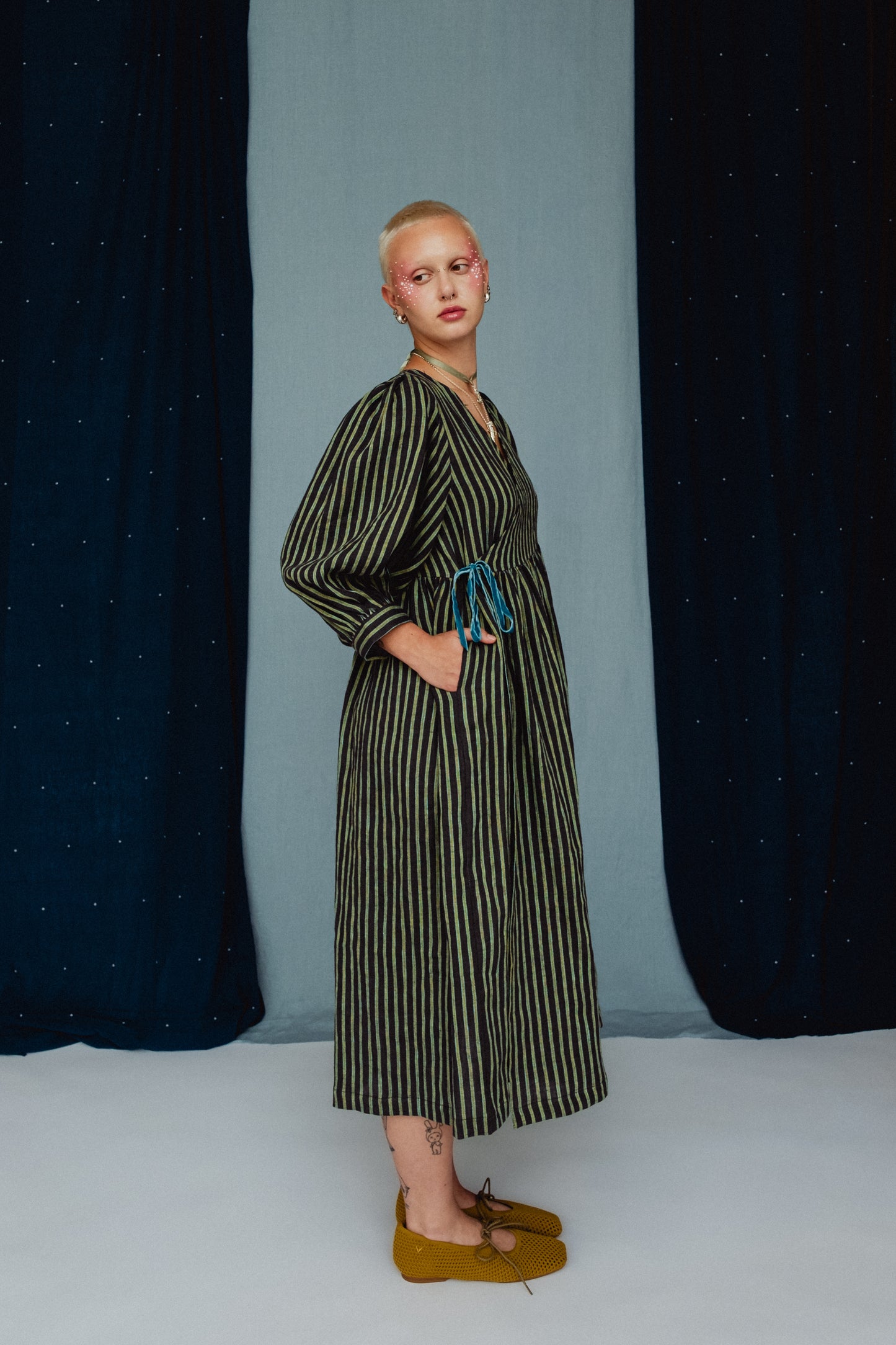 Cloud 9 Dress Water Mint Stripe