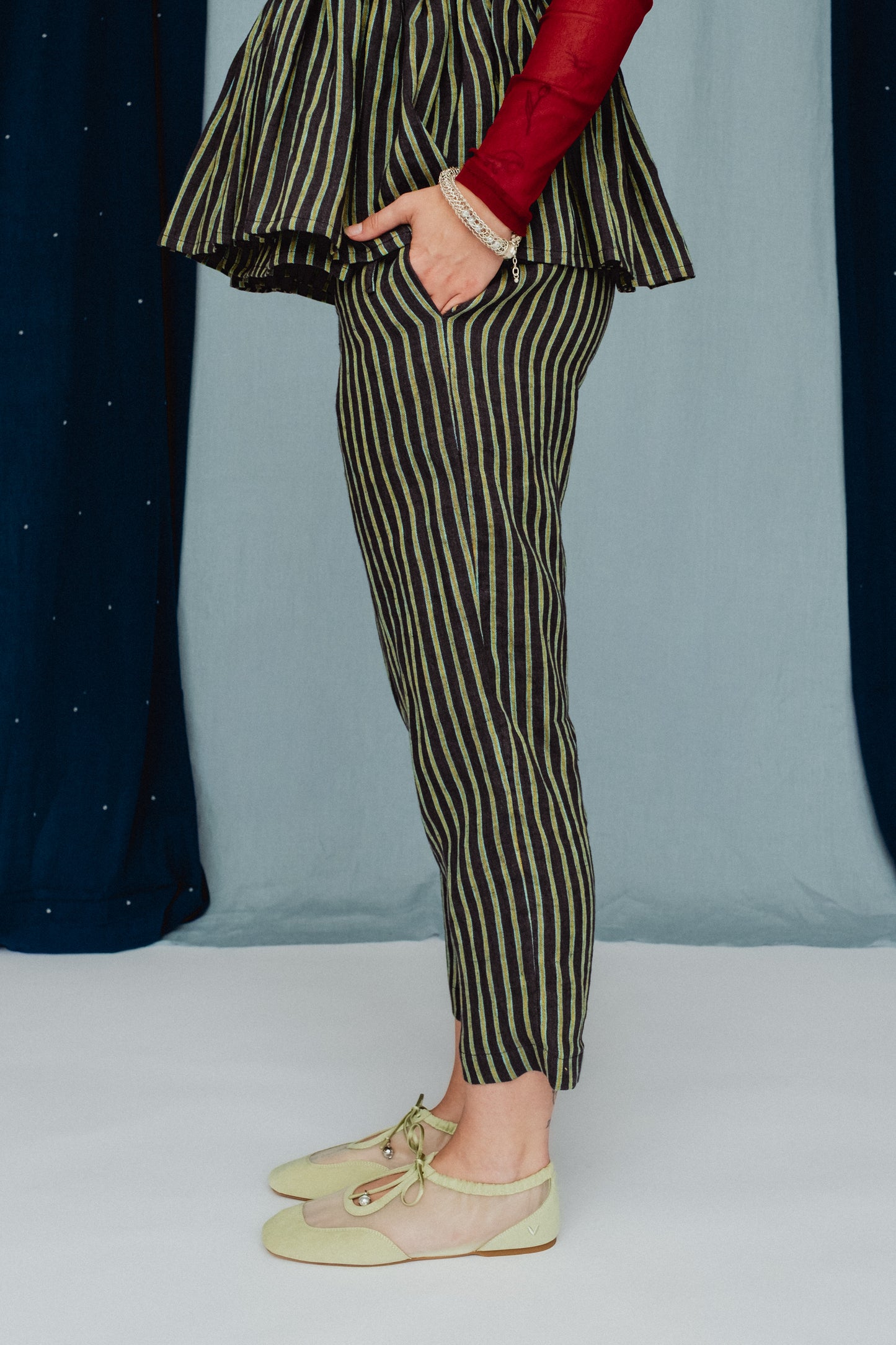 Roberta Slacks Water Mint Stripe