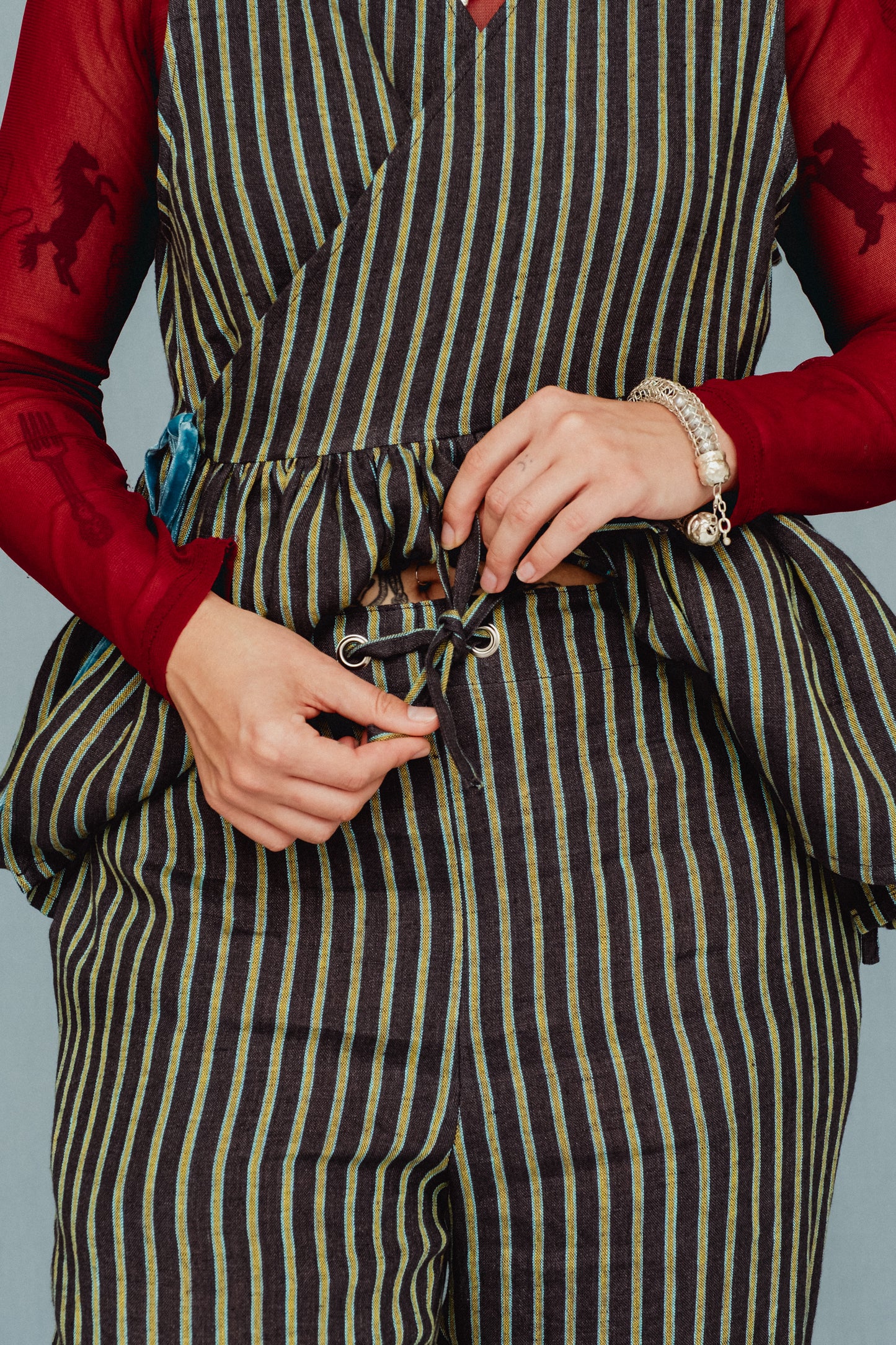Roberta Slacks Water Mint Stripe