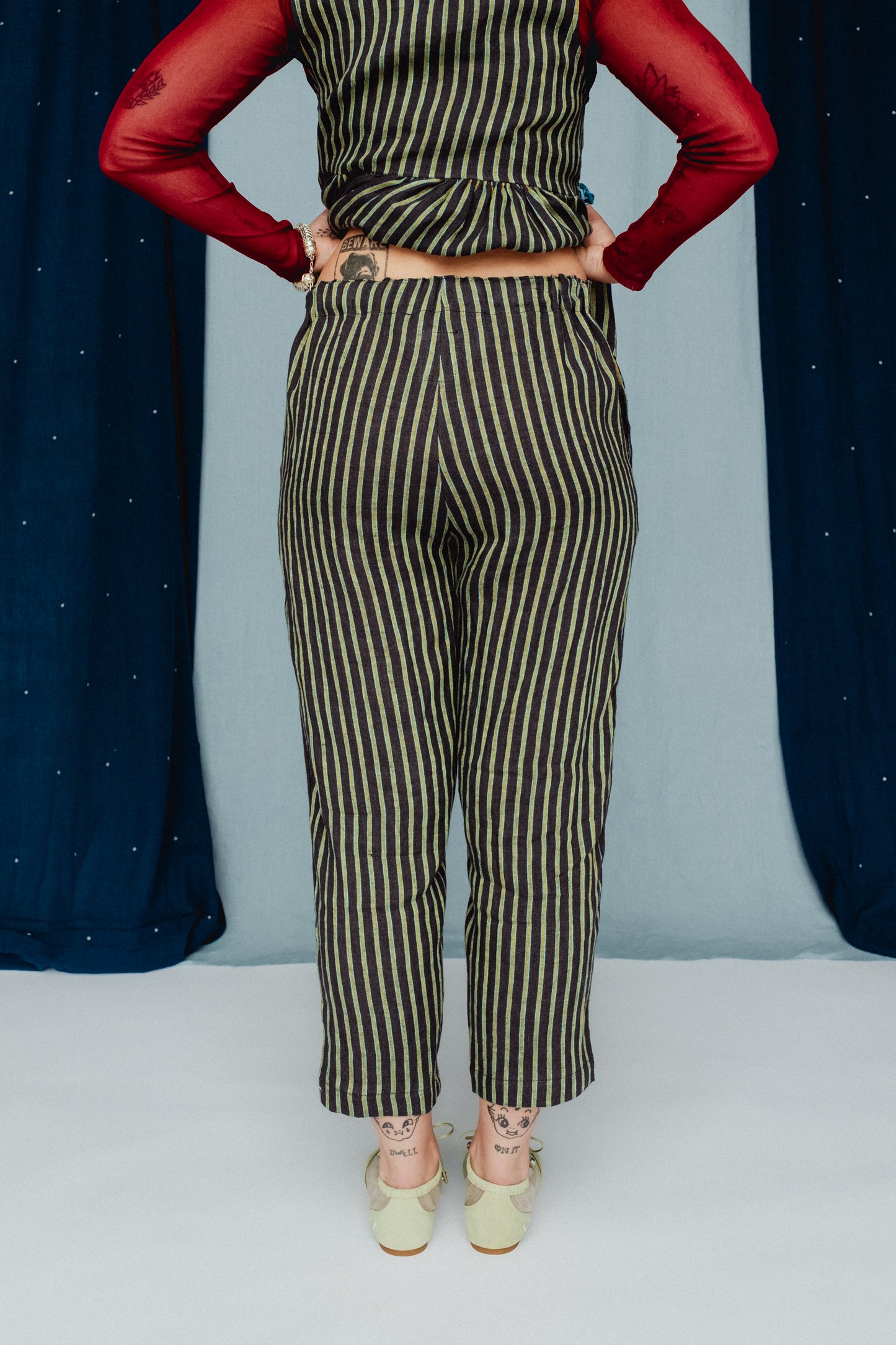 Roberta Slacks Water Mint Stripe