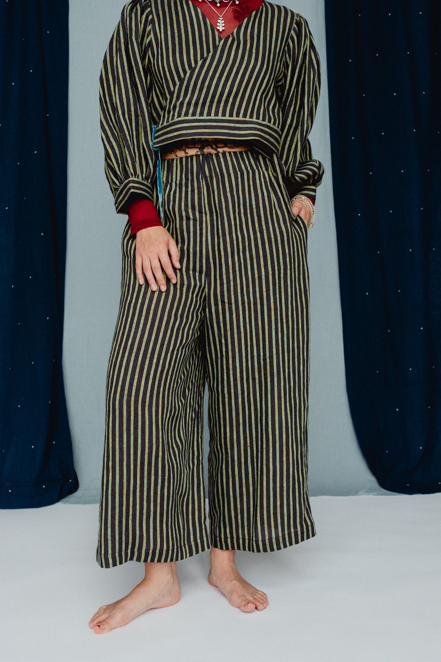 Rebecca Trousers Water Mint Stripe
