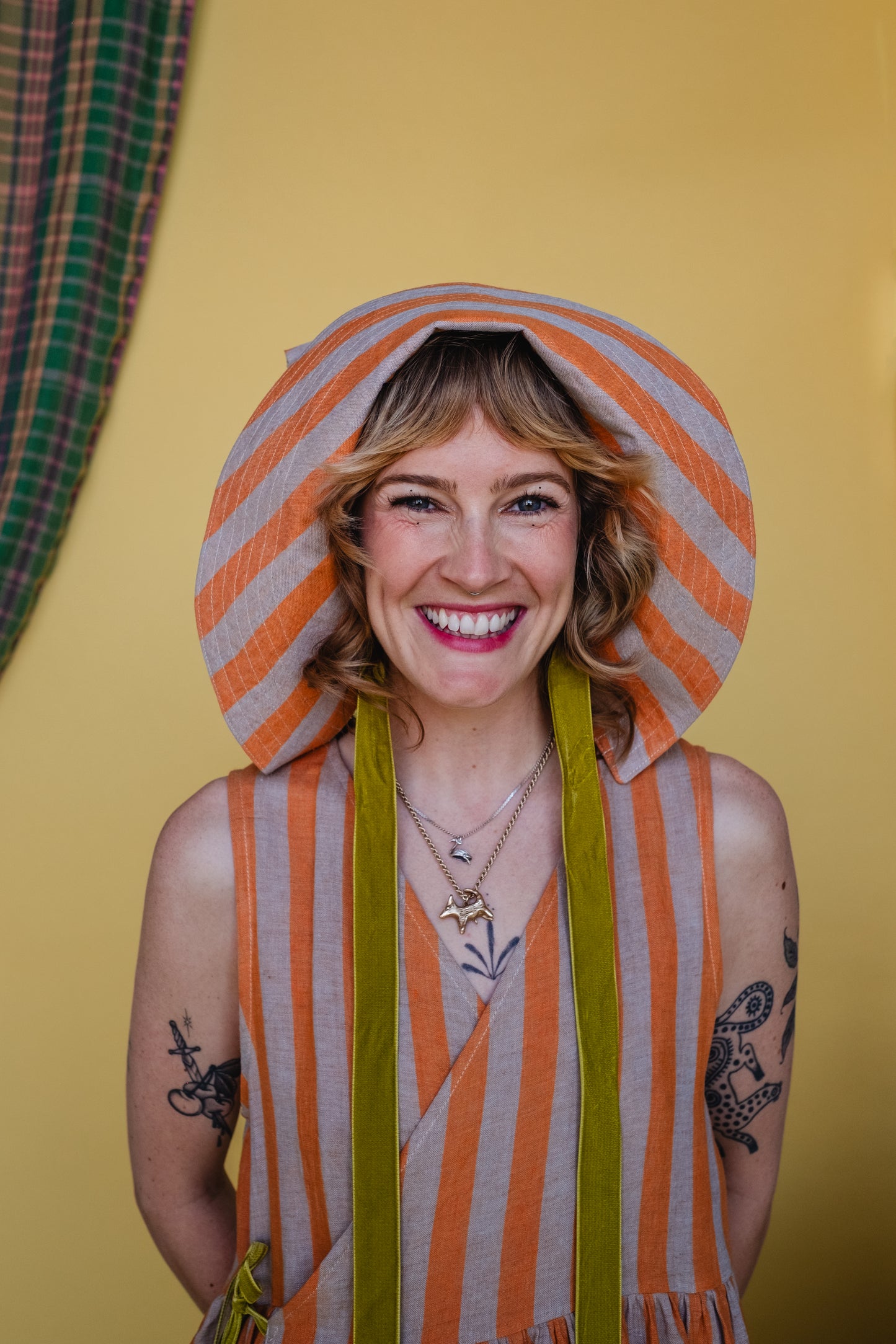Tapuh x Cat O'Brien Sun Bonnet - Satsuma Stripe