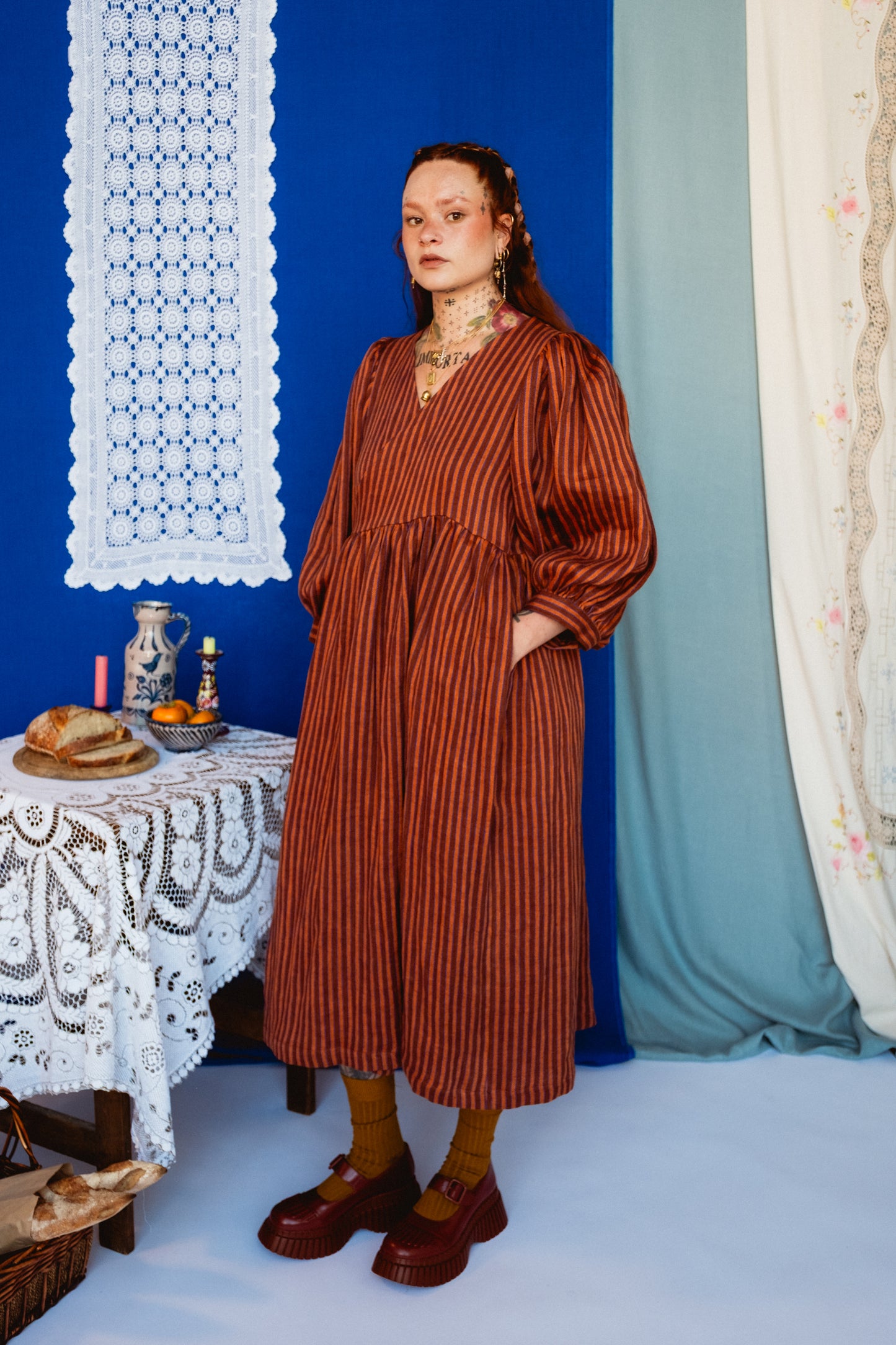 Cloud 9 Dress Toasted Cinnamon Stripe