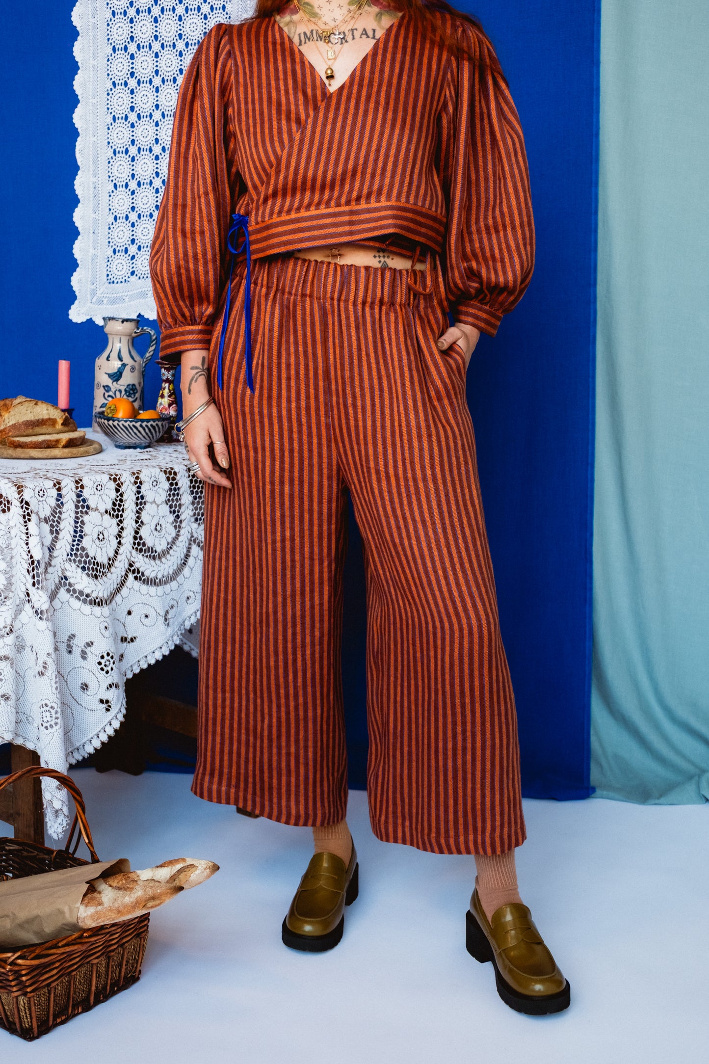 Rebecca Trousers Toasted Cinnamon Stripe