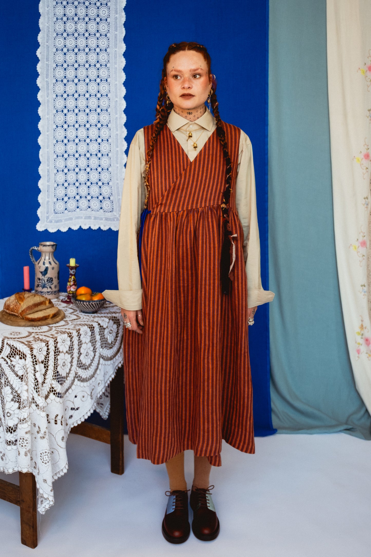 Sleeveless Cloud 9 Dress Toasted Cinnamon Stripe