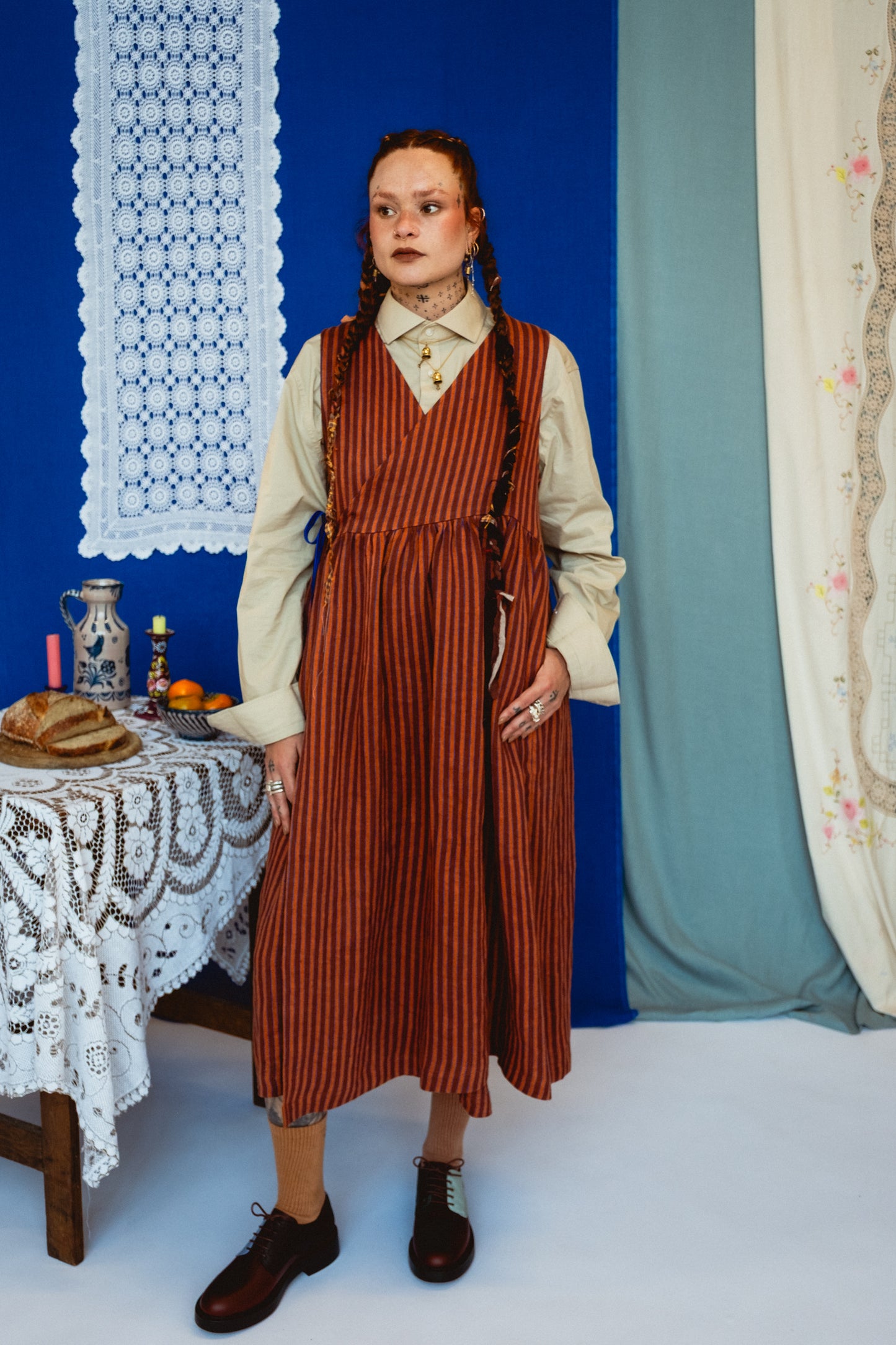 Sleeveless Cloud 9 Dress Toasted Cinnamon Stripe